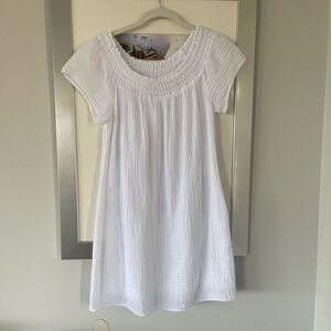 Michael Stars white gauze dress with smocked neckline
